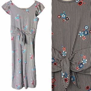 Wonder Nation Striped Jumpsuit floral Romper bodysuit stretchy jersey XL 14/16